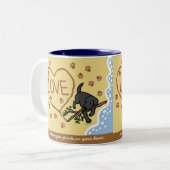 Black Labrador Sand Letters Cartoon Tweekleurige Koffiemok (Voorkant links)