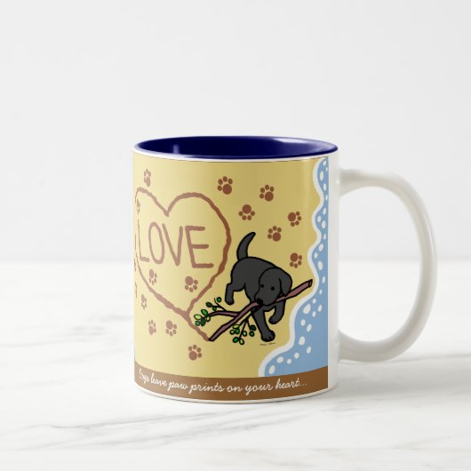 Black Labrador Sand Letters Cartoon Tweekleurige Koffiemok (Rechts)