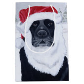 Black Labrador Santa Hat Gift Bag Medium Cadeauzakje (Voorkant)