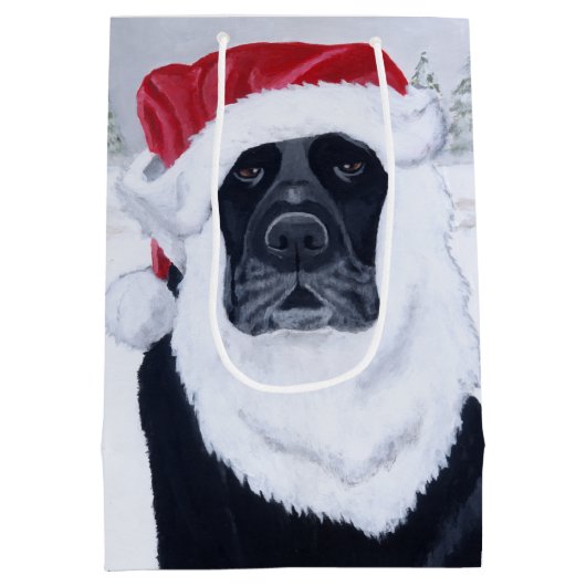 Black Labrador Santa Hat Gift Bag Medium Cadeauzakje (Achterkant)