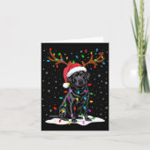 Black Labrador Santa Hat Reindeer Tree Lights Chri Kaart (Voorkant)