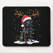 Black Labrador Santa Hat Reindeer Tree Lights Chri Muismat (Voorkant)