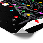 Black Labrador Santa Hat Reindeer Tree Lights Chri Poster (Hoek)