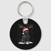 Black Labrador Santa Hat Reindeer Tree Lights Chri Sleutelhanger (Voorkant)