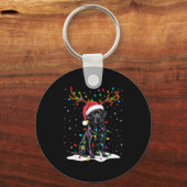 Black Labrador Santa Hat Reindeer Tree Lights Chri Sleutelhanger (Voorkant)