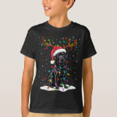Black Labrador Santa Hat Reindeer Tree Lights Chri T-shirt (Voorkant)