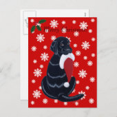 Black Labrador & Santa Hat Sneeuwvlok Kerstmis Feestdagenkaart (Voorkant / Achterkant)