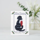 Black Labrador & Santa Hat Sneeuwvlok Kerstmis Feestdagenkaart (Staand voorkant)