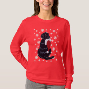 Black Labrador & Santa Hat Snowflake Kerstmis T-shirt