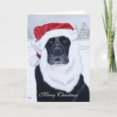 Black Labrador Santa Snow Kerstmis Feestdagen Kaart (Voorkant)