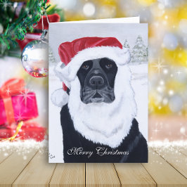 Black Labrador Santa Snow Kerstmis Feestdagen Kaart