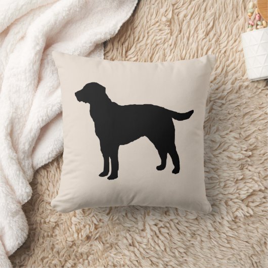 Black Labrador Silhouette Dog Pillow Kussen (Deken)