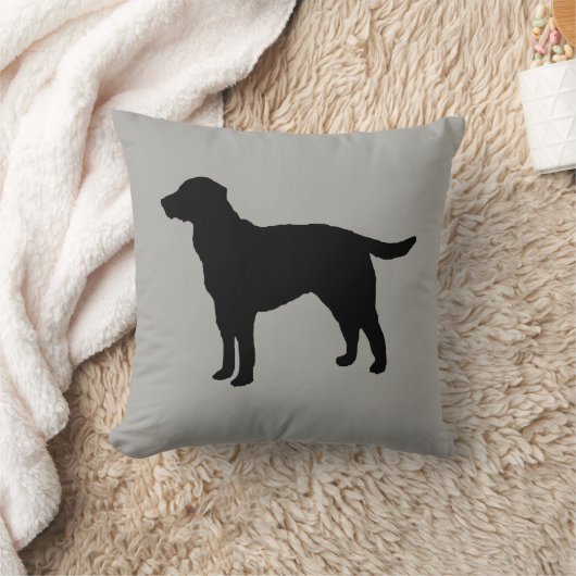 Black Labrador Silhouette Dog Pillow Kussen (Deken)