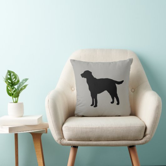 Black Labrador Silhouette Dog Pillow Kussen (Stoel)