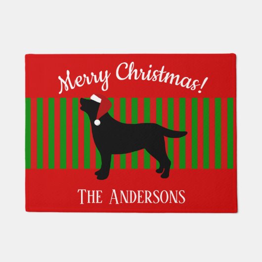 Black Labrador Silhouette Kerstkerstkerstman Deurmat (Voorkant)