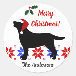 Black Labrador Silhouette Kerstkerstkerstman Ronde Sticker