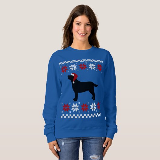 Black Labrador Silhouette Kerstkerstkerstman Trui (Voorkant volledig)