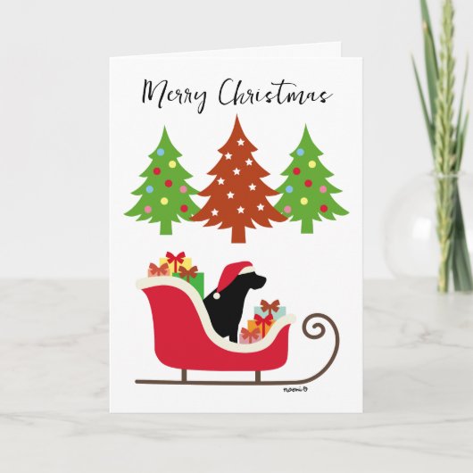 Black Labrador Silhouette kerstkledij Kaart (Voorkant)