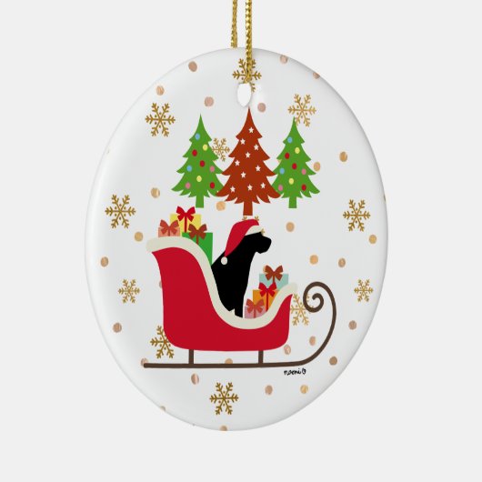 Black Labrador Silhouette kerstkledij Keramisch Ornament (Rechts)