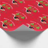 Black Labrador Silhouette kerstkledij Red Cadeaupapier (Hoek)