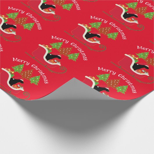 Black Labrador Silhouette kerstkledij Red Cadeaupapier (Hoek)