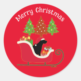 Black Labrador Silhouette kerstkledij Red Ronde Sticker