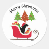 Black Labrador Silhouette kerstkledij Ronde Sticker (Voorkant)