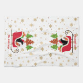 Black Labrador Silhouette kerstkledij Theedoek (Horizontaal)