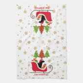 Black Labrador Silhouette kerstkledij Theedoek (Verticaal)