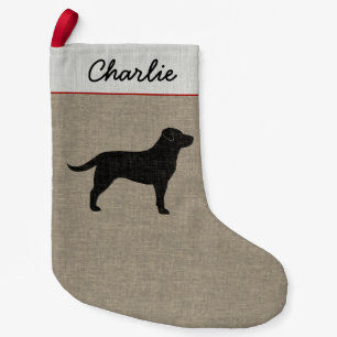 Black Labrador Silhouette Personalized Dog Holiday Kleine Kerstsok