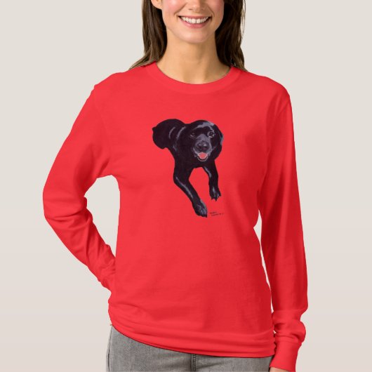 Black Labrador Smiling T-shirt (Voorkant)