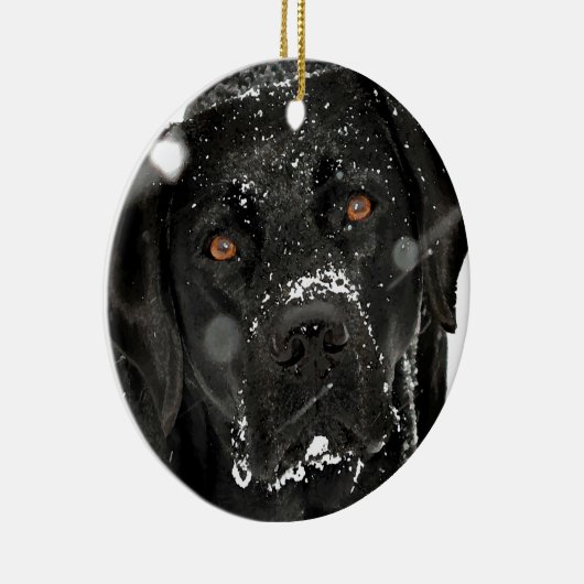 Black Labrador - SneeuwWereldbol Keramisch Ornament (Rechts)