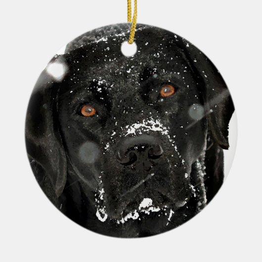 Black Labrador - SneeuwWereldbol Keramisch Ornament (Voorkant)