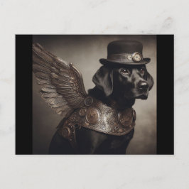 Black Labrador Steampunk Briefkaart