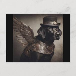 Black Labrador Steampunk Briefkaart