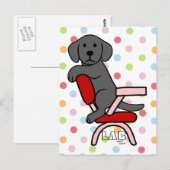 Black Labrador Student 3 Cartoon Briefkaart (Voorkant / Achterkant)