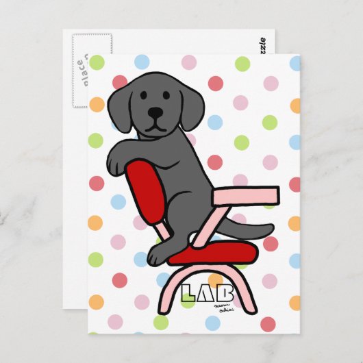 Black Labrador Student 3 Cartoon Briefkaart (Voorkant / Achterkant)