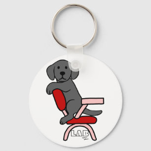 Black Labrador Student 3 Cartoon Sleutelhanger