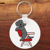 Black Labrador Student 3 Cartoon Sleutelhanger (Voorkant)