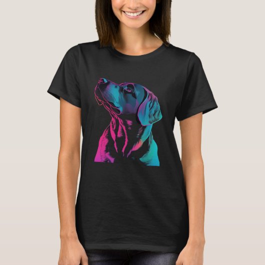 Black Labrador Synthwave 80s Retrowave Aesthetic T-shirt (Voorkant)