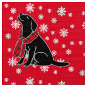 Black Labrador Tartan Scarf 2 Stof (Close Up)