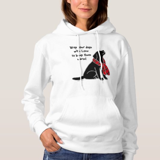 Black Labrador Tartan Scarf Hoodie (Voorkant)