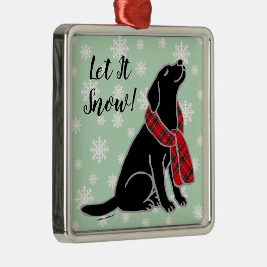 Black Labrador Tartan Scarf Ornament (Rechts)