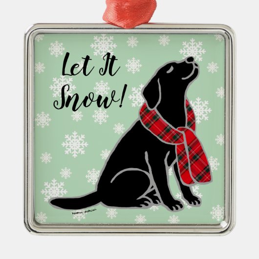 Black Labrador Tartan Scarf Ornament (Voorkant)