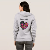 Black Labrador & Teacher's Heart Cartoon Hoodie (Achterkant volledig)