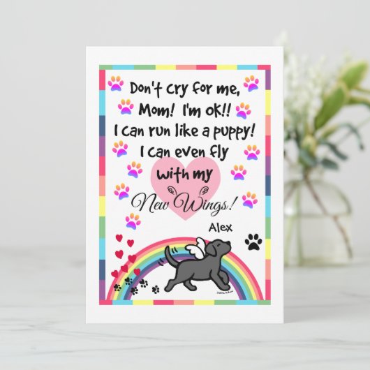 Black Labrador Trotting Memorial Card Programmakaart (Staand voorkant)