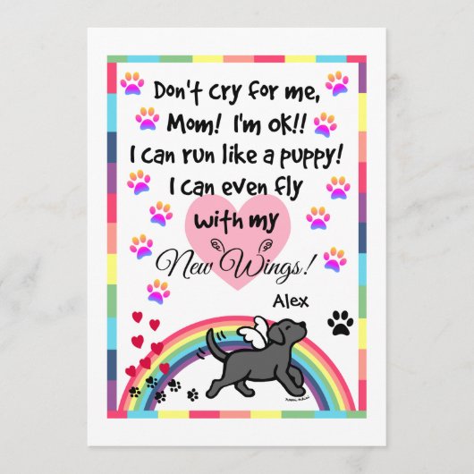 Black Labrador Trotting Memorial Card Programmakaart (Voorkant)