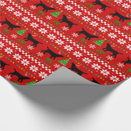 Black Labrador Ugly Kerstpattern Cadeaupapier