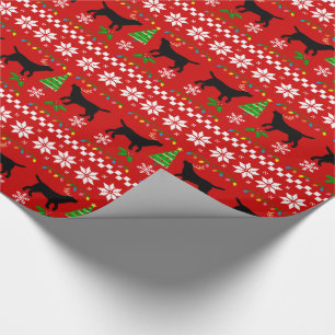 Black Labrador Ugly Kerstpattern Cadeaupapier