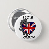 Black Labrador & UK Flag Heart 2-Cartoon Ronde Button 5,7 Cm (Voorkant /achterkant)